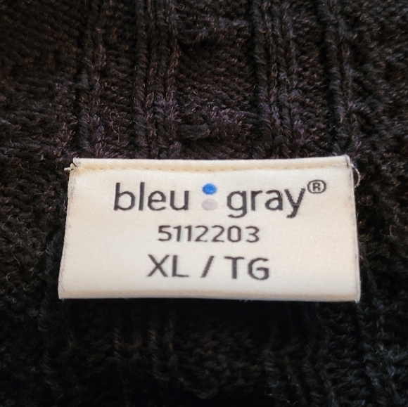 BLEU GRAY Navy Blue Cable Knit Crewneck Sweater, Size XL - Picture 10 of 13